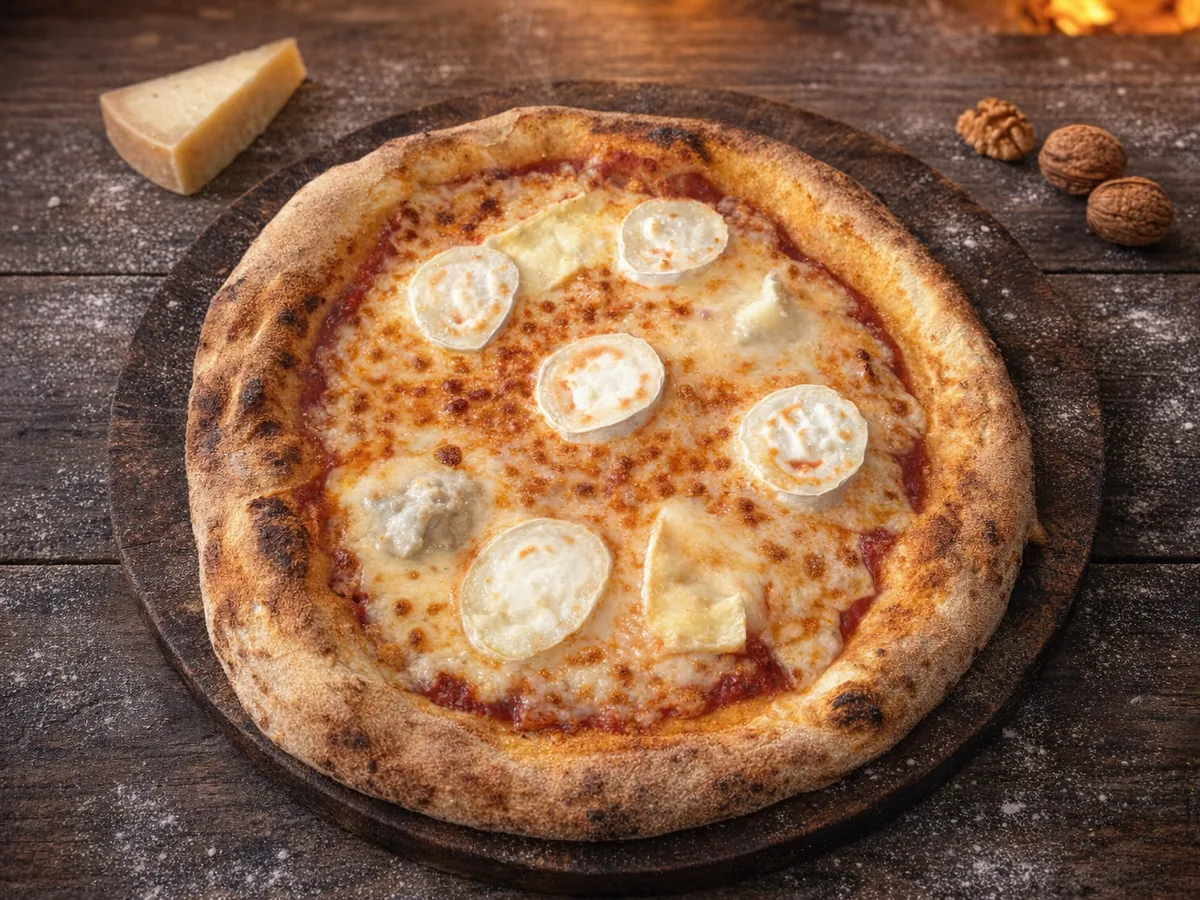 Pizza 4 Fromages - tomate, chèvre, gorgonzola, reblochon, mozza