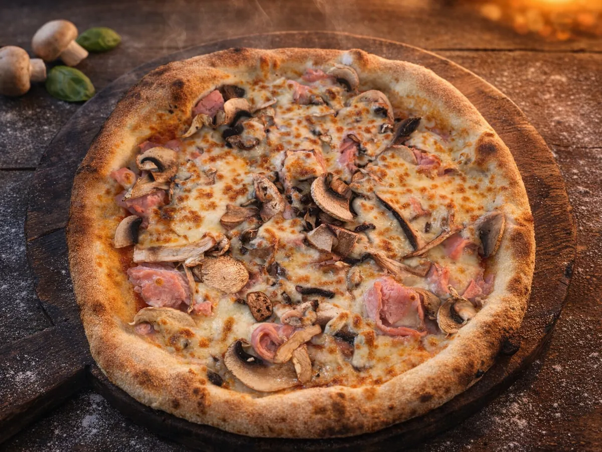 Pizza Regina - tomate, jambon, champignons, mozza