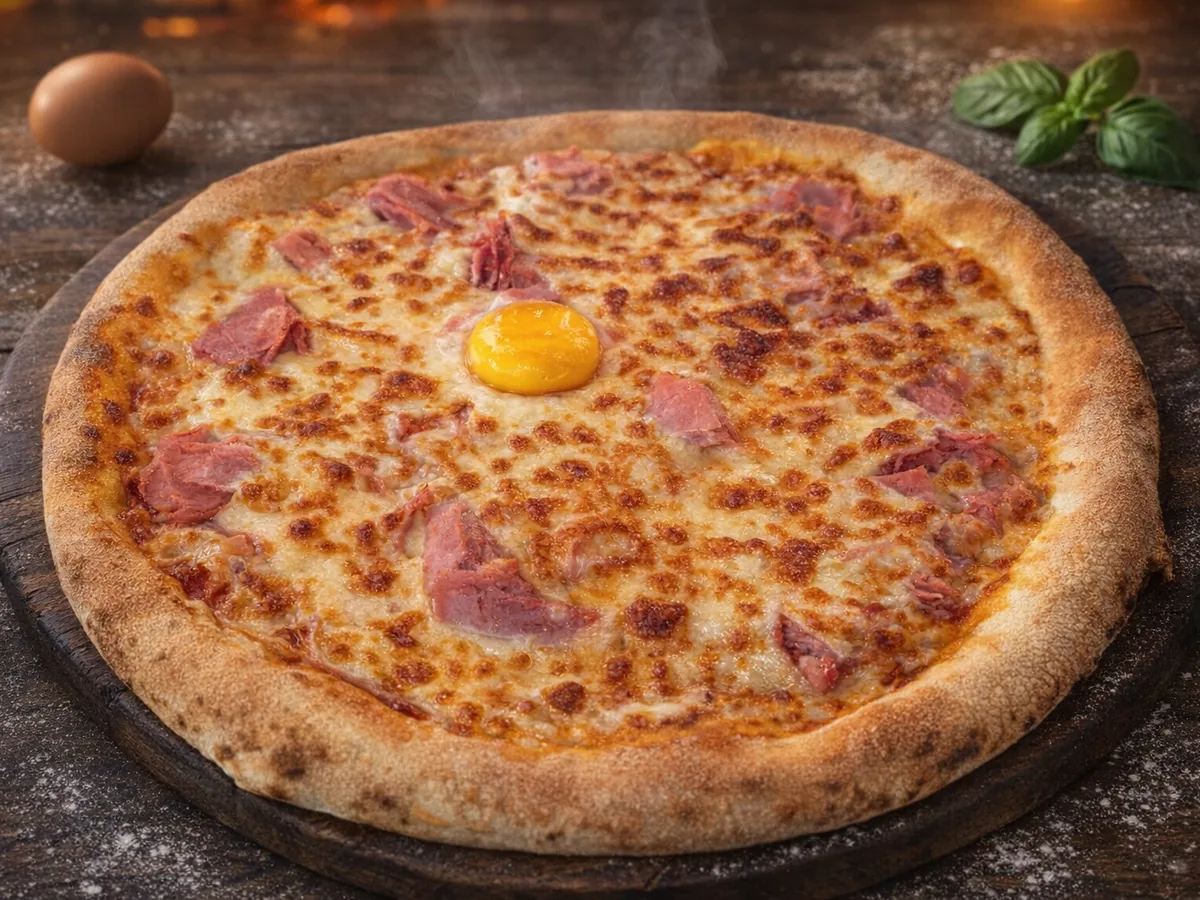 Pizza Romane - tomate, jambon, œuf, mozza